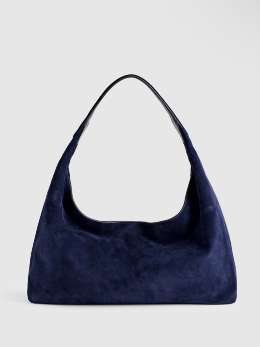 Madewell The Mylie Midnight Navy Italian Suede Shoulder Bag 90s Quiet Luxury